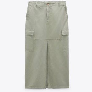 Zara linen blend midi cargo skirt